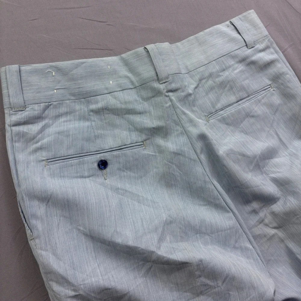 Vintage Rappers by Washington Mfg Co Blue White Striped Flare Leg Pant USA 34x32